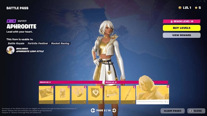 Fortnite Chapter 5 Season 2 Aphrodite Skin Battle Pass Page 3